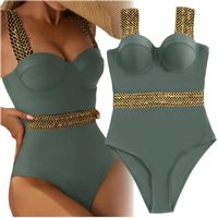 JEDNOCZĘŚCIOWY STRÓJ KĄPIELOWY CEKINY GORSETOWY PUSH UP USZTYWNIANY XXL