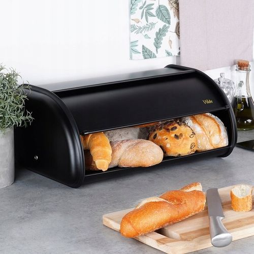 Duży CHLEBAK czarny metalowy pojemnik kuchenny na pieczywo chleb bułki na Arena.pl