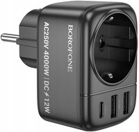 2 x Ładowarka sieciowa Borofone BAC14 Wide 2xUSB +USB-C + gniazdo sieciowe