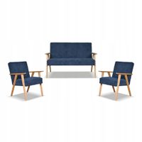 Zestaw mebli PRL retro SOLER sofa fotele Family Meble granat sztruks Anafi