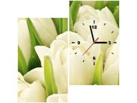 60X60CM ZEGAR DELIKATNE TULIPANY OBRAZ DREWNO ŚCIAN KWADRAT