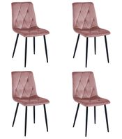 Krzesło różowe welurowe LIBRA velvet 4 szt. do jadalni nogi czarne