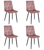 Krzesło różowe welurowe LIBRA velvet 4 szt. do jadalni nogi czarne