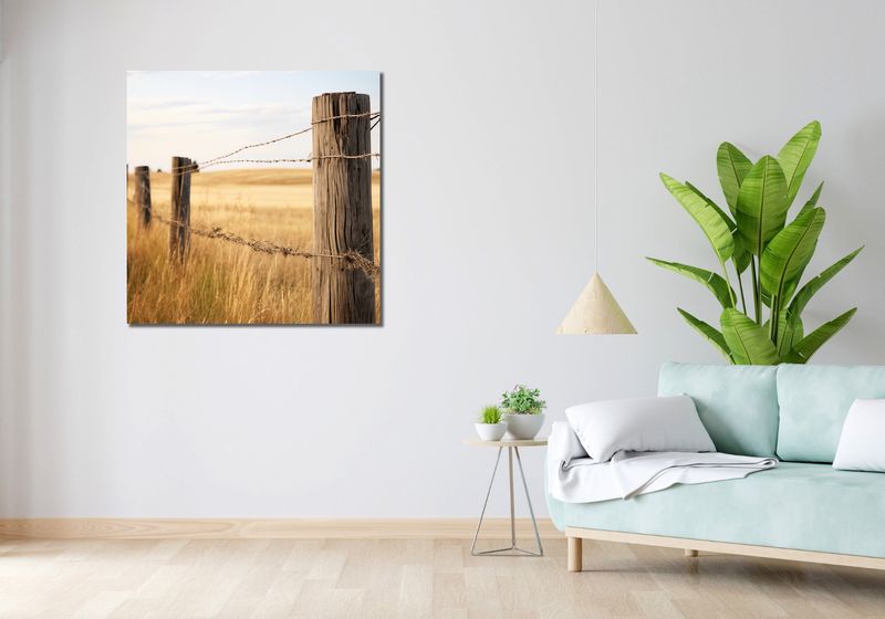 Obraz 90x90cm Płot na Polu zdjęcie 2