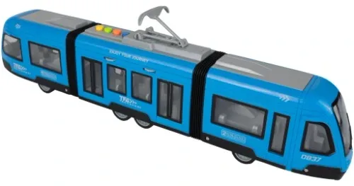 TRAMWAJ TROLEJBUS ZABAWKA NA BATERIĘ ŚWIATŁO DŹWIĘK OTWIERANE DRZWI 44CM na Arena.pl