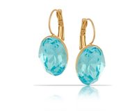 kolczyki z dużym, owalnym, turkusowym kryształem (p22/zim/16/2au)