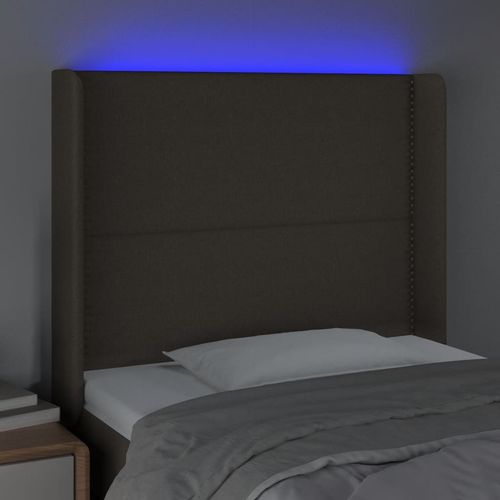 Zagłówek do łóżka z LED, taupe, 93x16x118/128 cm, tkanina na Arena.pl