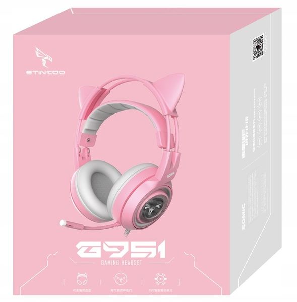 SŁUCHAWKI GAMINGOWE USB KOCIE USZY LED WIBRACJE !! zdjęcie 8