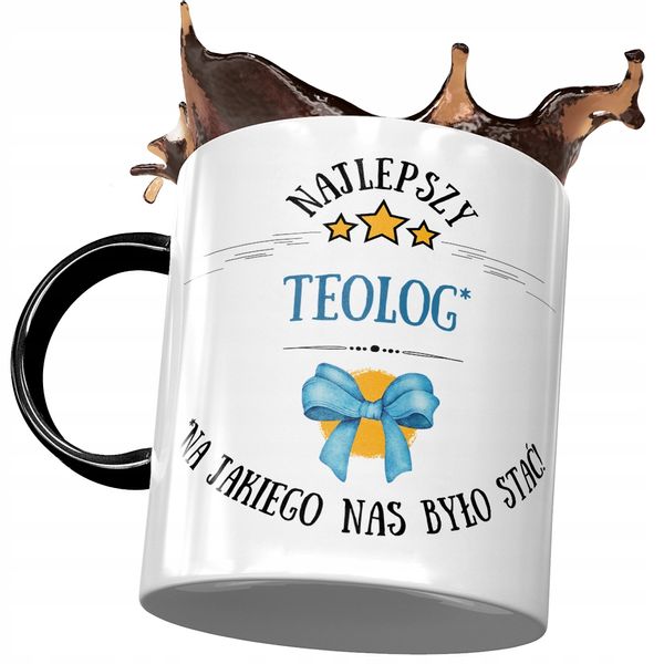 Kubek Czarny Dla Teologa Najlepszy Teolog Kubek Z Nadrukiem Ze Zdjęciem zdjęcie 1