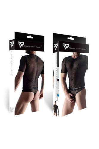 męski komplet z elastycznej siatki: t shirt w serek, stringi s na Arena.pl