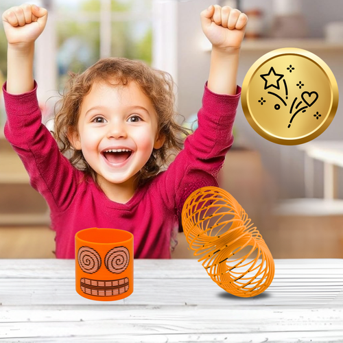 sprężyna dla dzieci magiczna sprężynka magic springs emoji pomarańczowa na Arena.pl