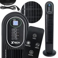 Wentylator Stojący Kolumnowy Duży Cichy Mocny Wiatrak Czarny Dom Biuro