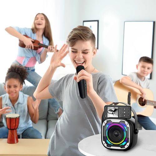 ZESTAW KARAOKE Z 2 MIKROFONY BEZPRZEWODOWE GŁOŚNIK BLUETOOTH LED KOLOROWA na Arena.pl