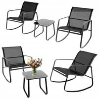 Zestaw mebli OGRODOWYCH 2 fotele krzesła BUJANE textilene stolik SZKLANY