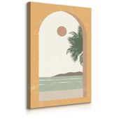 Obraz Na Płótnie Widok Z Okna Palmy Ocean Klify Styl Boho 40cm x 60cm