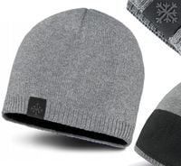 CZAPKA ZIMOWA MĘSKA CIEPŁA DWUWARSTWOWA na POLARZE OCIEPLANA klasyczna