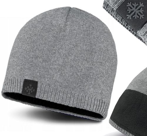 CZAPKA ZIMOWA MĘSKA CIEPŁA DWUWARSTWOWA na POLARZE OCIEPLANA klasyczna na Arena.pl