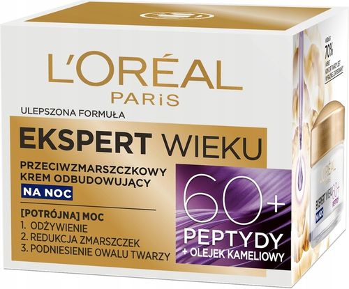 Loreal Ekspert Wieku 60+ Krem Do Twarzy Odbudowujący Na Noc 50ml na Arena.pl