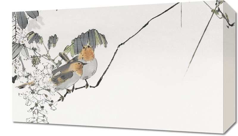 Obraz 50x30cm Two Sparrows, Seitei Japoński Vintage zdjęcie 1