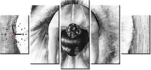 70CM 150CM ZEGAR 5 ELEM BALETNICA CZERNI BIELI DRUK OBRAZ na Arena.pl