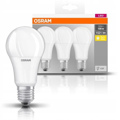 Żarówka LED E27 13W = 100W 1521lm 2700K ciepła BASE 3szt OSRAM na Arena.pl