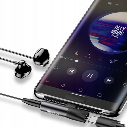 Adapter Audio Baseus USB-C do Mini Jack 3.5mm + USB-C (czarny) na Arena.pl