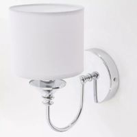 Abażurowy kinkiet pokojowy Abu Dhabi klasyczny biały chrom