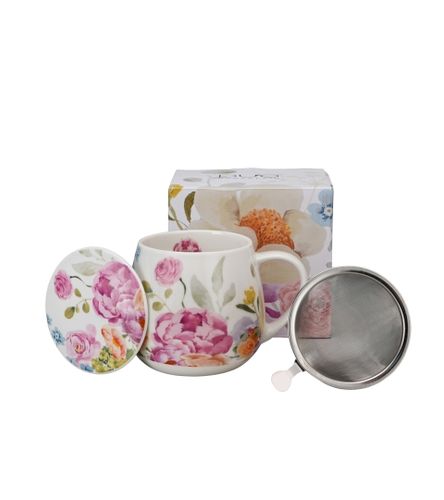 KUBEK Z ZAPARZACZEM POKRYWKĄ DUO KWIATY JUNE 430 ML na Arena.pl