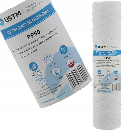 FILTR DO WODY WKŁAD SZNURKOWY 10" FILTRACJA 50 MIKRON PP50M 9 SZTUK USTM na Arena.pl