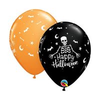 balon happy halloween 11" kościotrup, 25 sztuk