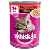 Whiskas 1+ lat Karma pełnoporcjowa z wołowiną w sosie 400 g