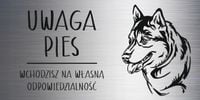 Tabliczka laminat 20x10 cm UWAGA PIES Husky Z GRAWEREM