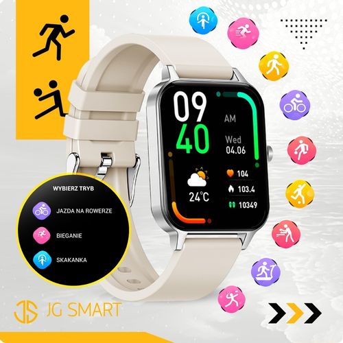 SMARTWATCH ZEGAREK DAMSKI ROZMOWY MENU PL PULS SMART WATCH SREBRNY 2 PASKI na Arena.pl
