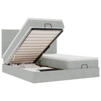 Rama łóżka otomana z materacami, szara, 200x200 cm, aksamit