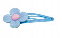 Dziewczęca spinka niebieski kwiatek z różowym środkiem na zatrzask klik 6cm