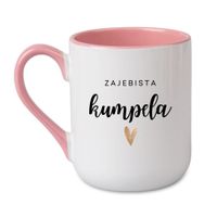 KUBEK "ZAJEBISTA KUMPELA" Wzór - Elegant Coffee Różowy 330 ml