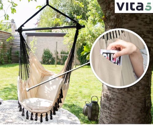 FOTEL WISZĄCY KRZESŁO BRAZYLIJSKIE HAMAK HUŚTAWKA 2 Poduszki + MOCOWANIE na Arena.pl