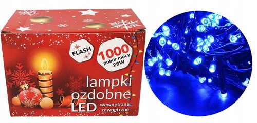 LAMPKI ŚWIATEŁKA CHOINKOWE 1000 LED ZEWNĘTRZNE STAŁE + FLASH NIEBIESKIE na Arena.pl