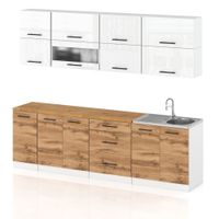 Meble Kuchenne Nowoczesne Kuchnia Robo Lux 2.6m Zestaw Biały Połysk Wotan