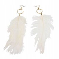Kolczyki wiszące pióra marabuta biały 17cm