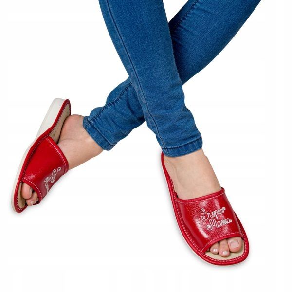 PREZENT! KLAPKI SUPER MAMA SKÓRA KAPCIE DLA MAMY ! zdjęcie 1