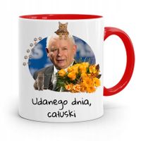 Kubek Czerwony Śmieszny Pis Jarosław Kaczyński Z Nadrukiem Ze Zdjęciem