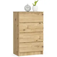 Komoda do sypialni, 4 szuflady, STILO, 60x40x99 cm, dąb | TYLETEGOTU