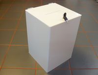 Urna skarbonka puszka skrzynka z plexi mlecznej 30x30x45 cm