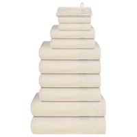 12-cz. zestaw ręczników, kremowy, 360 g/m2, bawełna 100%