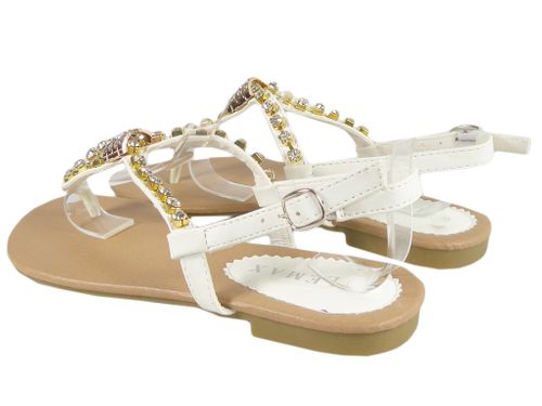 Białe sandały z cyrkoniami płaskie buty damskie 40 na Arena.pl