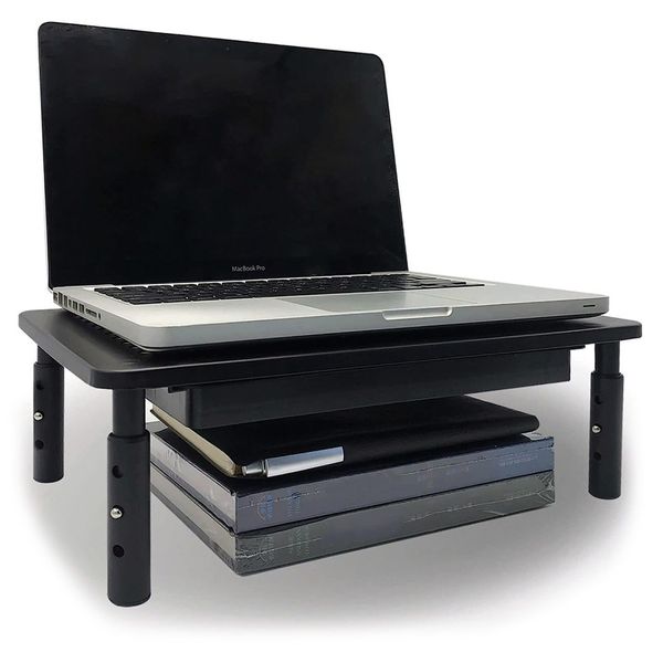 Podstawka pod monitor laptop NANKIN czarna + szuflada zdjęcie 2