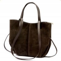 Vera Pelle torebka shopper skóra naturalna zamszowa brązowa czekoladowa