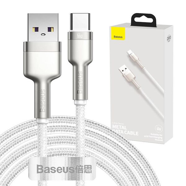 Kabel USB do USB-C Baseus Cafule, 66W, 2m (biały) zdjęcie 1