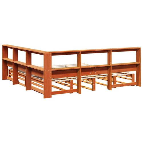 Łóżko z regałem, bez materaca, woskowy brąz, 200x200cm, sosnowe na Arena.pl